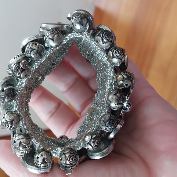 Vintage Artisan Silver Tone Button Charm Bracelet Statement Boho - Picture 7 of 8